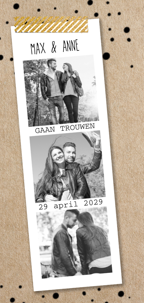 Hippe kraft trouwkaart Photo Booth met confetti