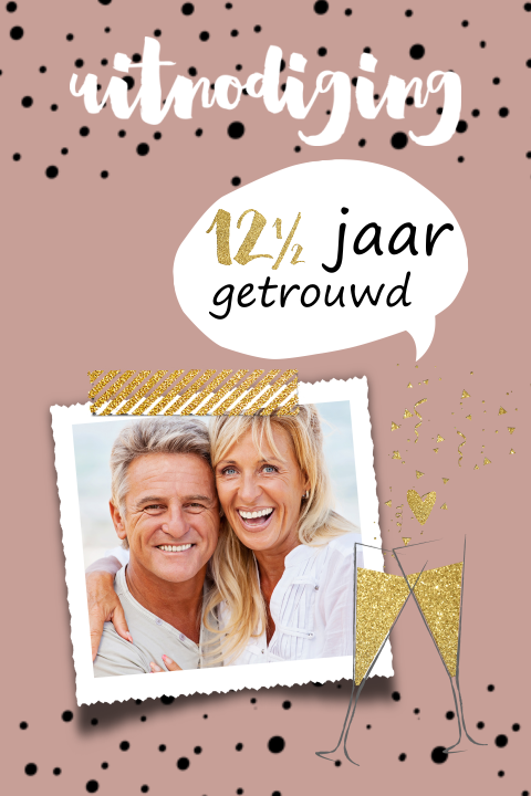 Foto uitnodiging 12 en half jaar getrouwd tekstballon