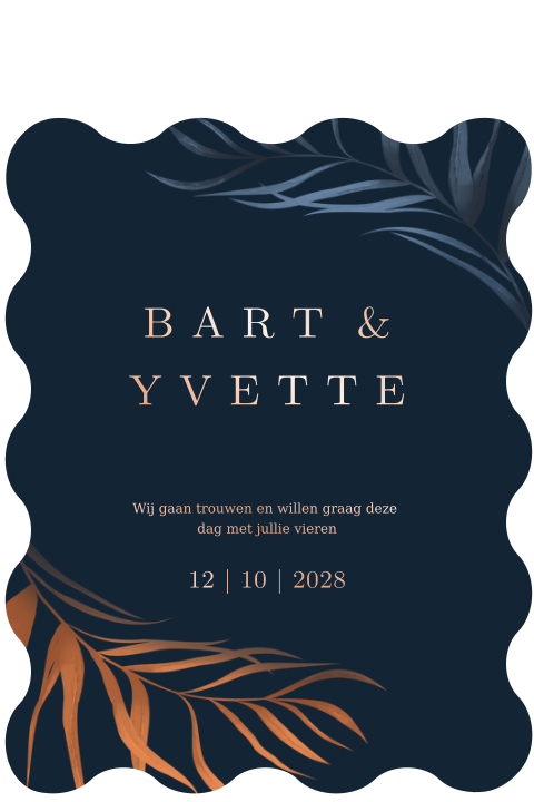 Trouwkaart folie stans biscuit exotica