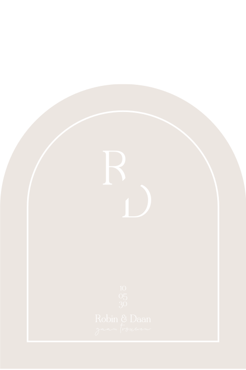 Moderne trouwkaart in halve boogvorm