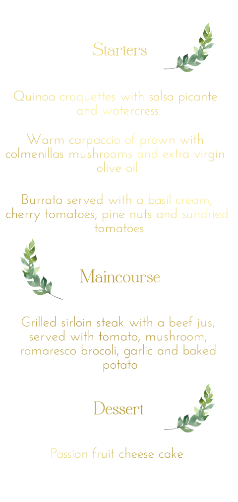 Goudfolie druk aquarel enkel dinerkaart met blad krans