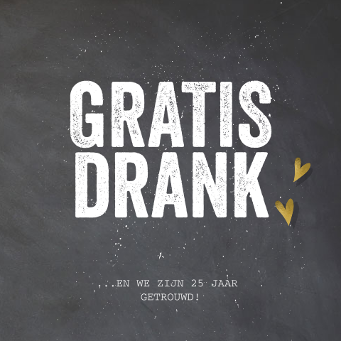 25 jaar getrouwd uitnodiging met krijtbord en grappige tekst