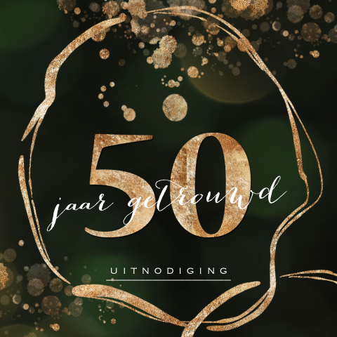Uitnodiging 50 jubileum groen goud look spetters