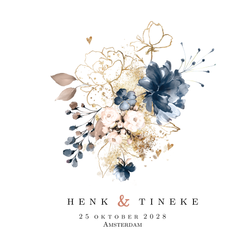 Goudlook chic boeket bloemen 50 jaar huwelijksjubileum