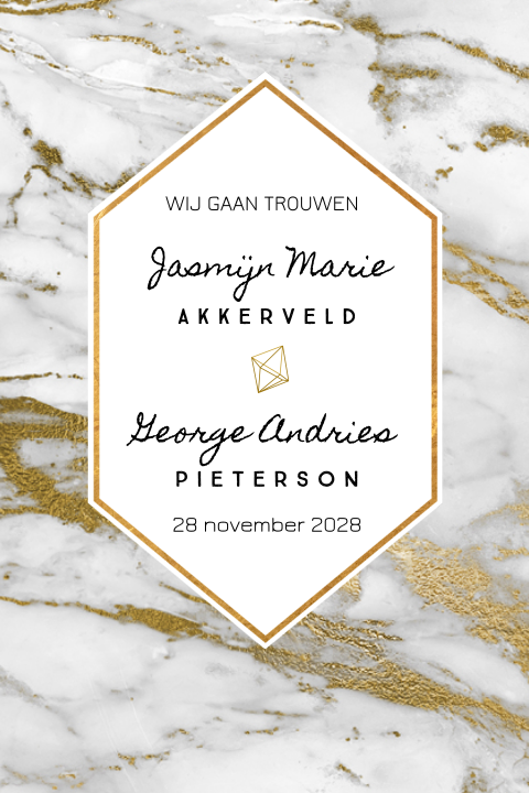Stijlvolle trouwkaart marmer look goudlook