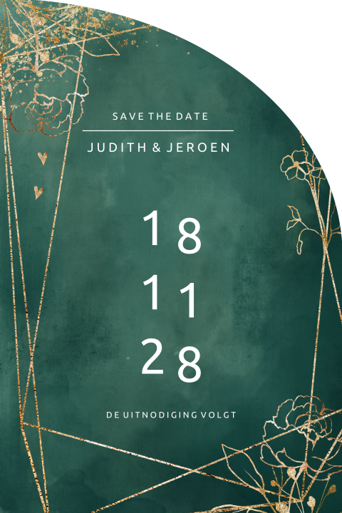 Stans enkele save the date goudlook groen