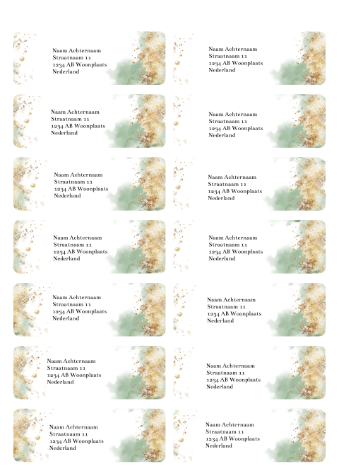Adresstickers voor jullie trouwkaart met groene watercolor