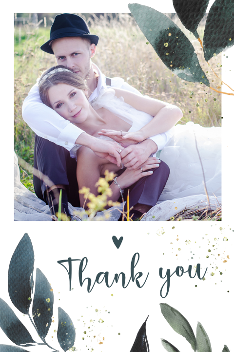 Botanische foto bedankkaart trouwkaart watercolor takje