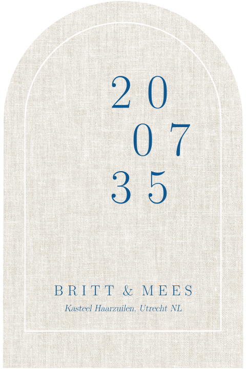 Klassieke boogvormige trouwkaart met linnen look