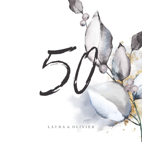 Sunset flower uitnodiging lila watercolor blad 50 jubileum