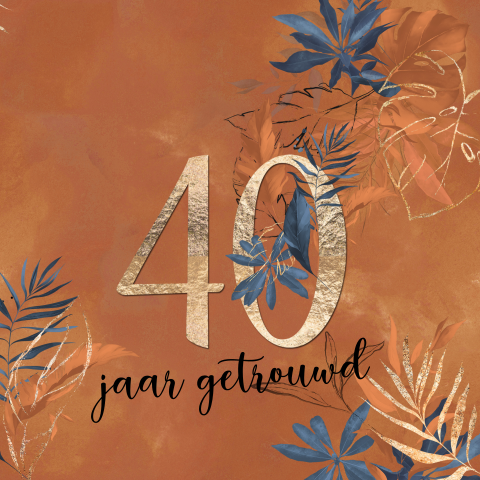 Hippe botanische jubileum 40 uitnodiging oranje