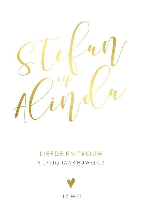 Strakke uitnodiging jubileum 50 jaar goudfolie