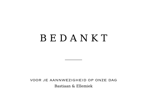 Elegant white kleine bedankkaart in zwart wit presentje