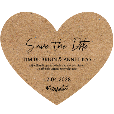 Save the date bijzondere vorm hart