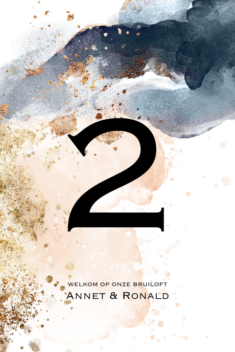 Breeze chic watercolor tafelnummer ttafelkaart rouwkaart