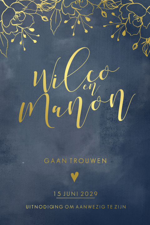 Botanisch chic save the date met écht goud foliedruk