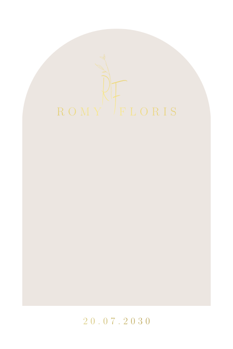 Minimalistische trouwkaart met takje goudfolie