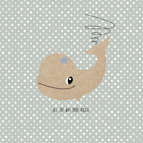 Hip adoptiekaartje jongen grijze dots en kraft walvis