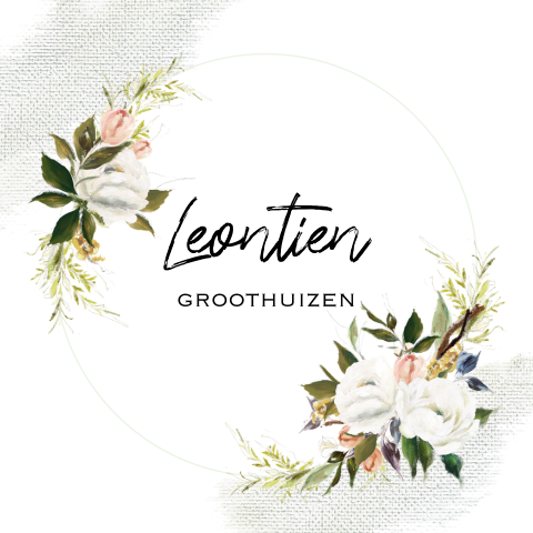 Stijlvol naamkaartje olieverf bloemen krans