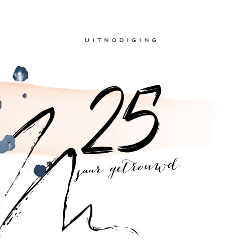 Watercolor uitnodiging jubileum 25 blauw abstract