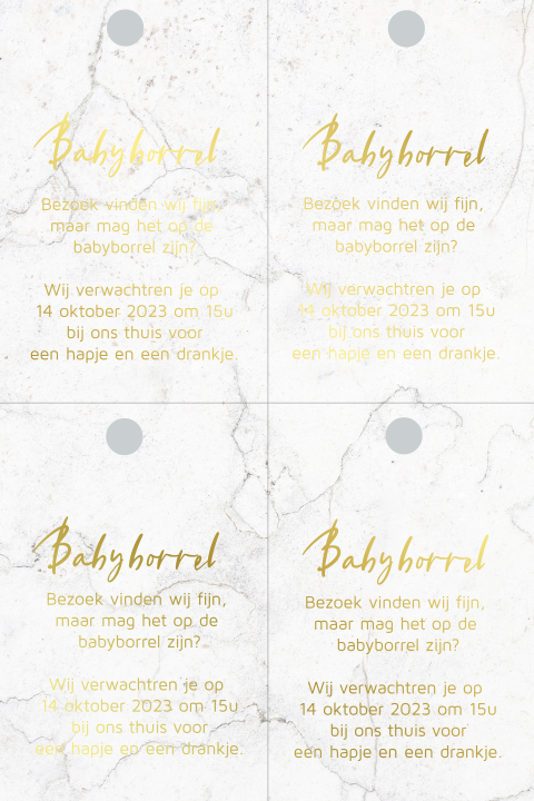 Marmer DIY labeltje babyborrel met écht foliedruk