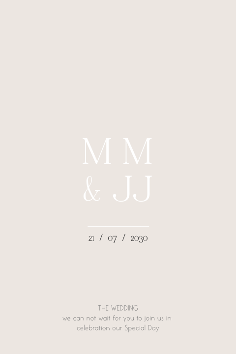 Zand kleurige trouwkaart met minimalistisch ontwerp