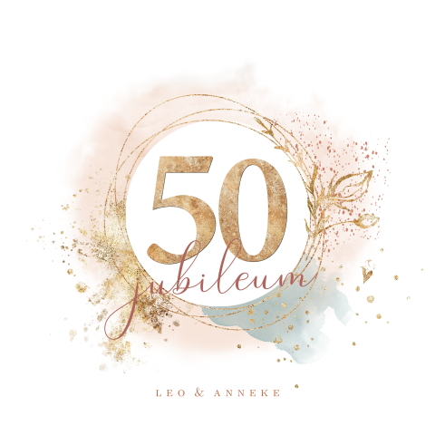 Abstract watercolor art 50 jaar getrouwd uitnodiging