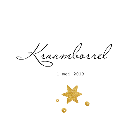 Stijlvolle uitnodiging kraamfeest jongen met goud sterren