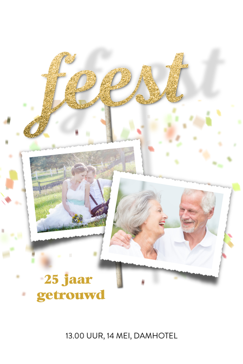 Feestelijke jubileum uitnodiging 25 confetti