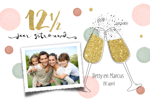 Feestelijke foto uitnodiging 12,5 jaar getrouwd