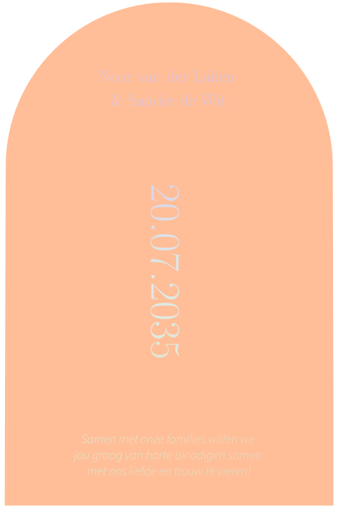 Trendy boogvormige trouwkaart met hoogglans lak