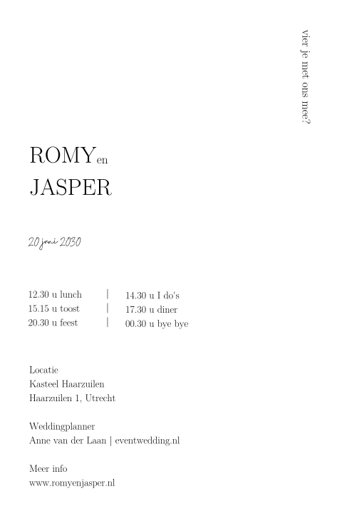 Classy trouwkaart met minimalistisch design