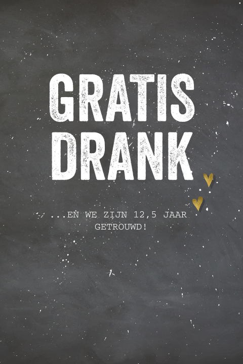 Enkele foto uitnodiging 12,5 jaar getrouwd krijtbord