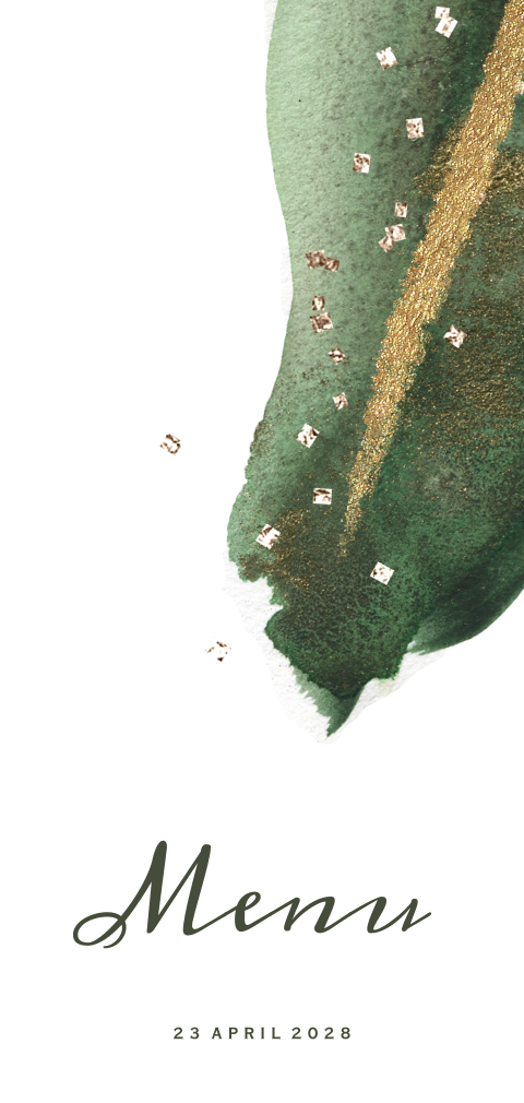 Glamour greenery menukaart parelmoer donkergroen watercolor