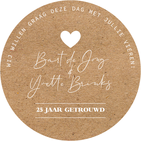 Jubileumkaart 25 jaar ronde stans en kraft look