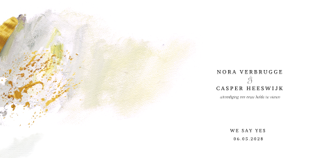 Panorama trouwkaart olieverf en goudlook penseel strepen