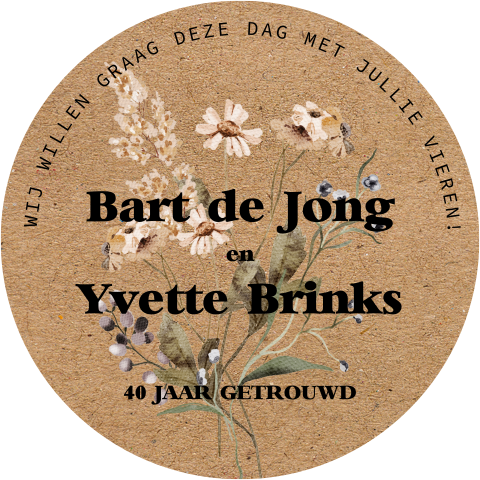 Jubileumkaart 40 jaar ronde stans en kraft look