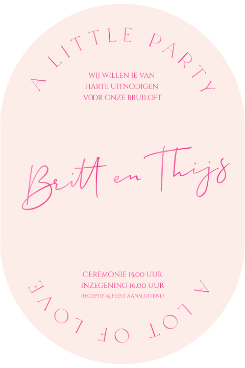 Modern roze ovale trouwkaart