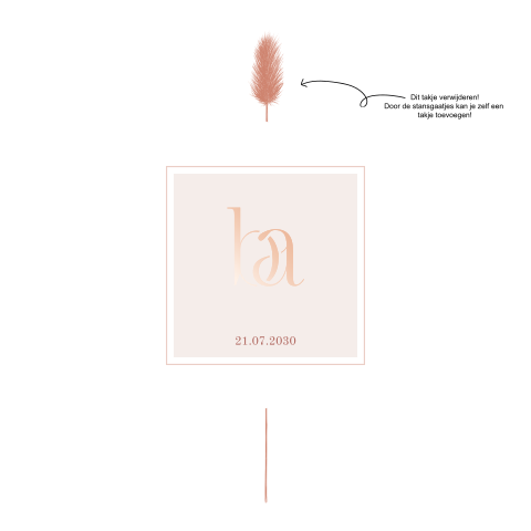 Trouwkaart met boorgaatjes voor echte droogbloem