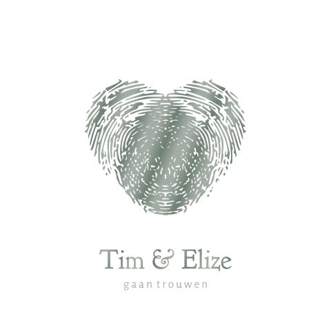 Trouwkaart met hoogglans vingerafdruk hart