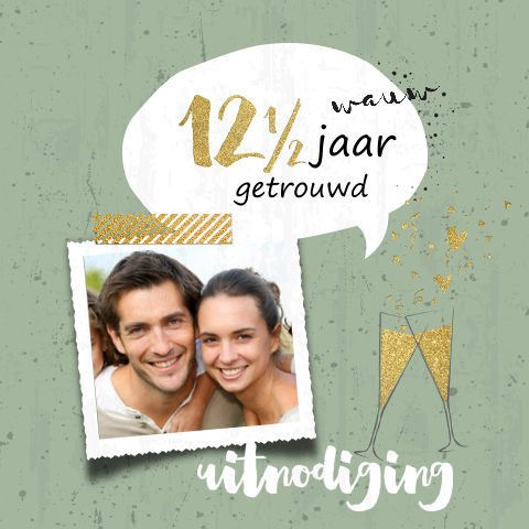 Stoere uitnodiging 12,5 jaar getrouwd tekstballon groen