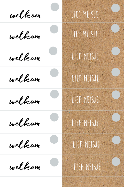 Kleine DIY labeltjes geboortekaartje welkom meisje