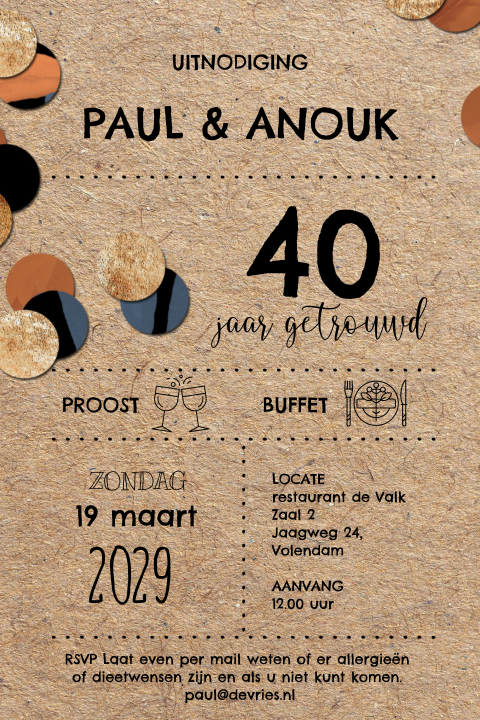 Kraft look 40 jarig jubileum uitnodiging