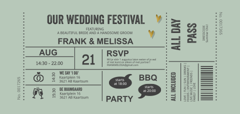 Wedding ticket festival - omkleuren