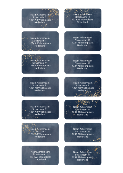 Adresstickers voor jullie trouwkaart blauw watercolor