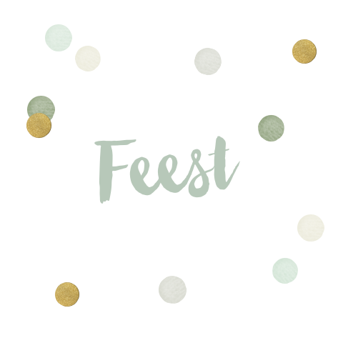 Zacht kraamfeest kaartje pastel confetti bolletjes