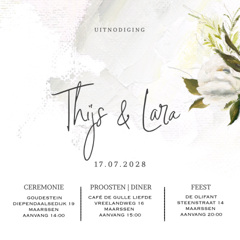 Romantic enkele trouwkaart olieverf bloemen