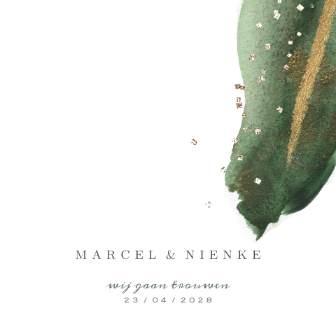 Watercolor greenery trouwkaart penseel verf groen