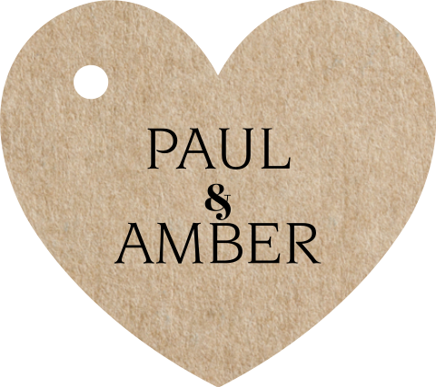 Trouwen label hartje kraft look