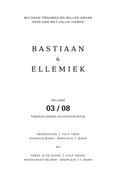 Elegant white trouwkaart basic zelf maken